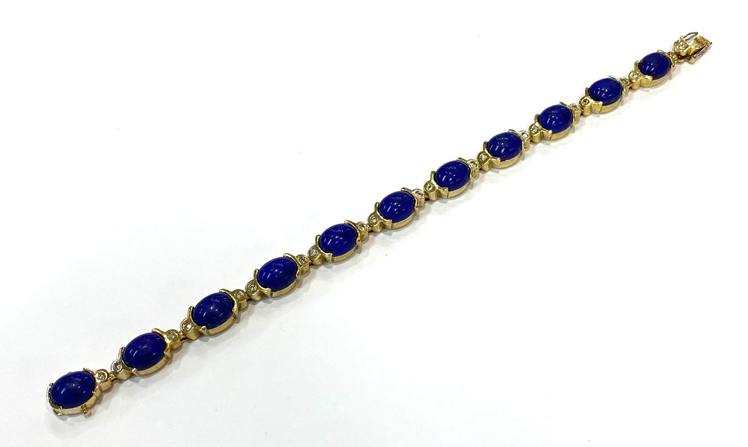 Lapis Lazuli Diamond 18k Yellow Gold Bracelet