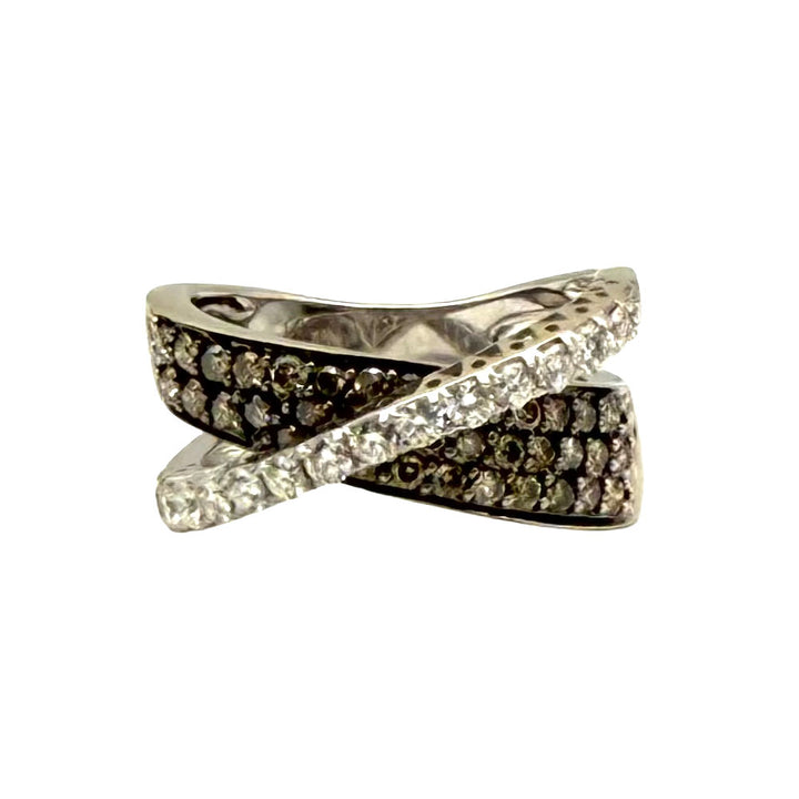 Le Vian Chocolate & Colorless Diamond 14K WG Crossover Ring