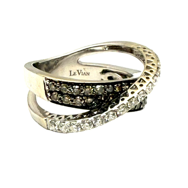 Le Vian Chocolate & Colorless Diamond 14K WG Crossover Ring