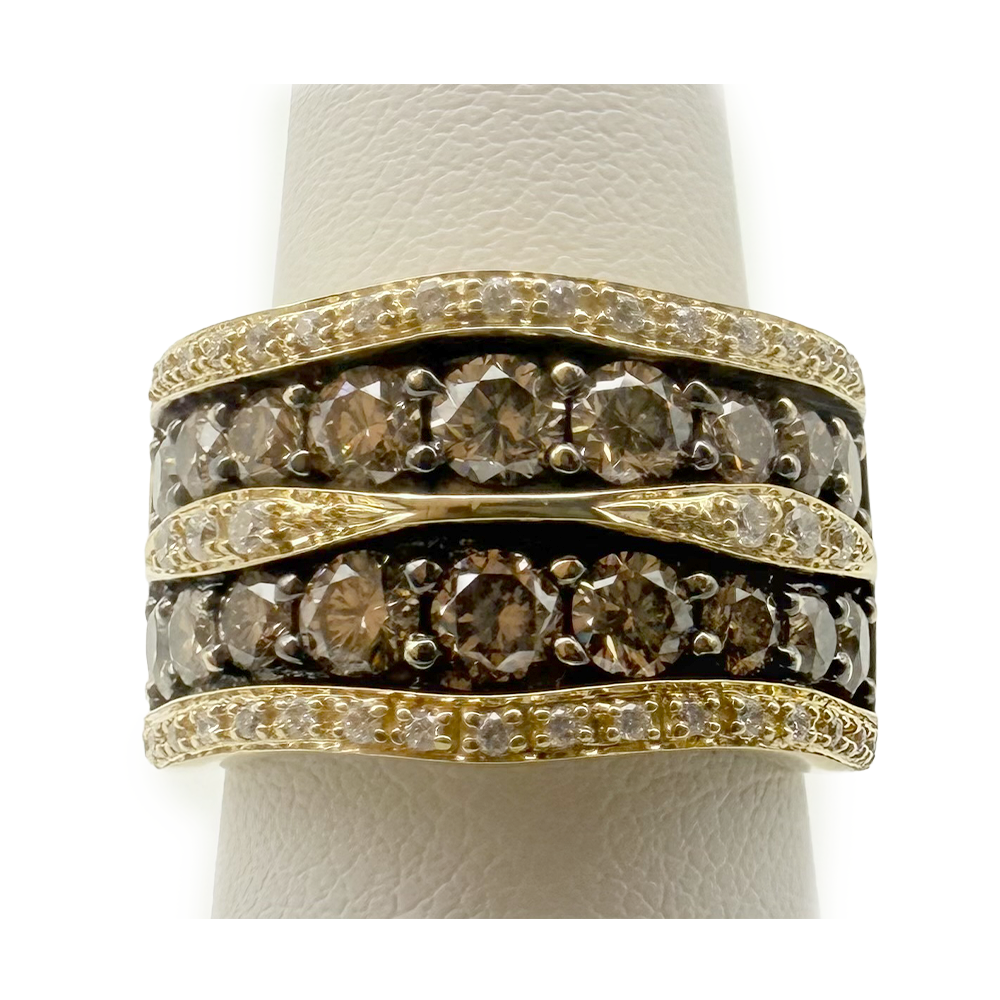 LeVian Chocolate & Colorless Diamond 14K YG Band Ring