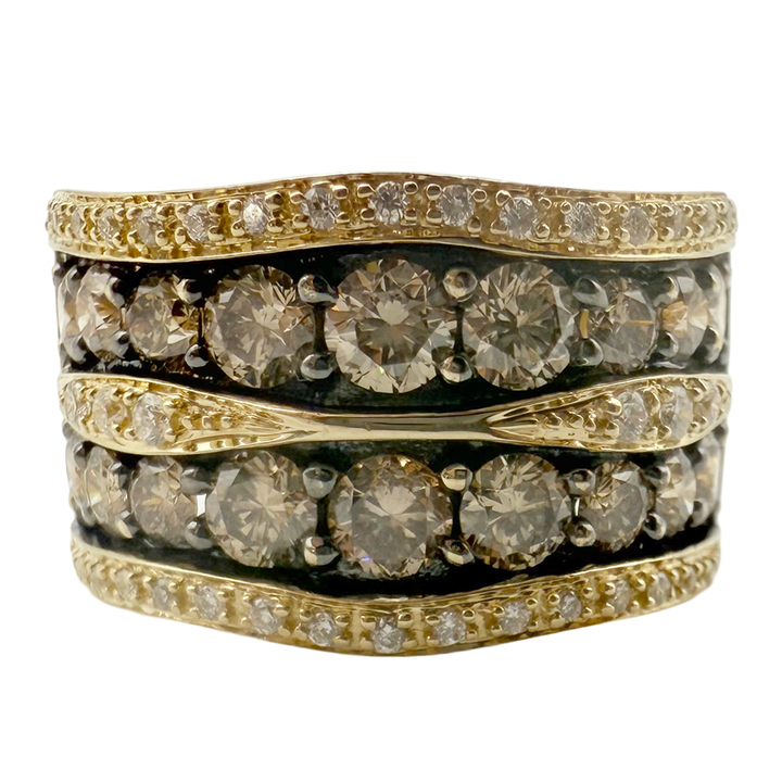 LeVian Chocolate & Colorless Diamond 14K YG Band Ring