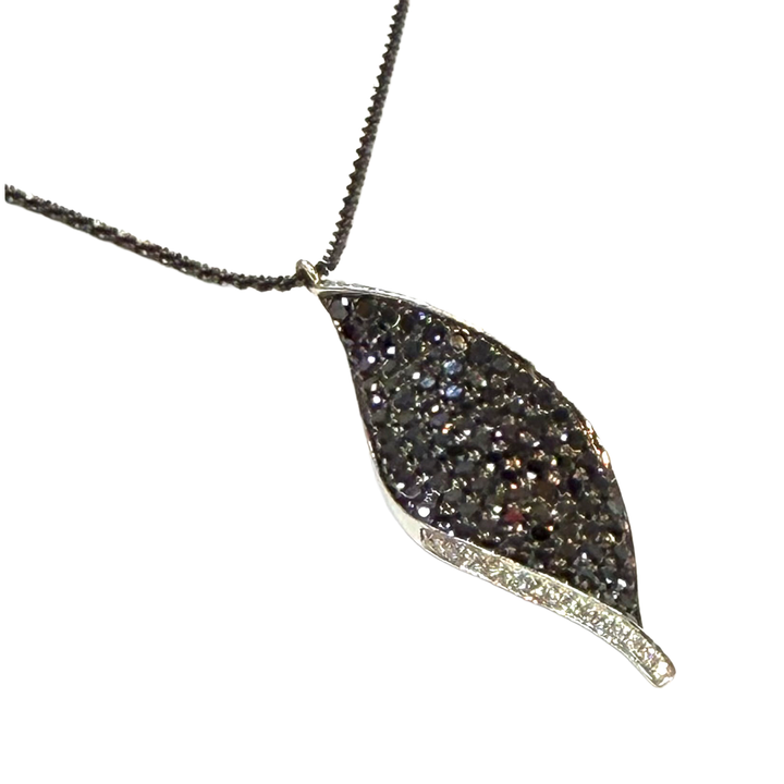 Lugano Black & Colorless Diamond 18K Pendant & Chain