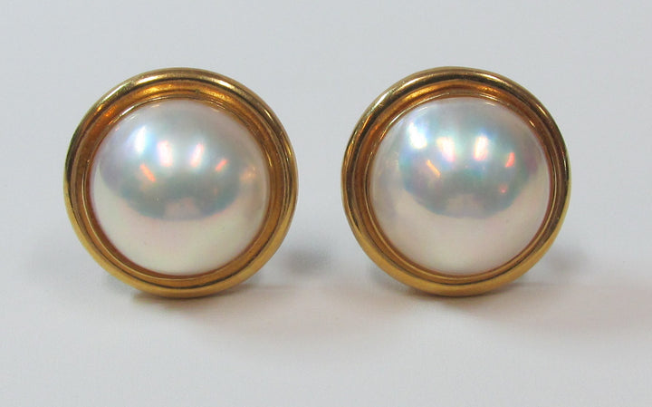 Mabe Pearl & 18K Yellow Gold Earrings