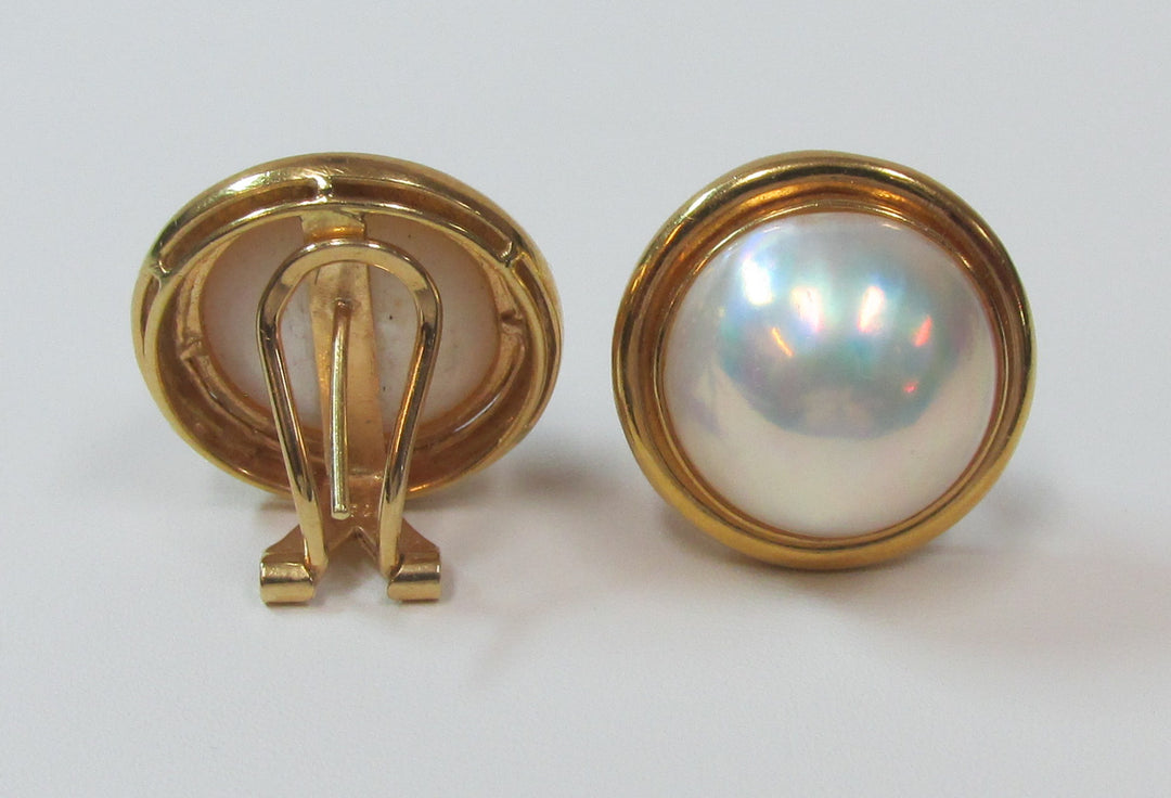 Mabe Pearl & 18K Yellow Gold Earrings