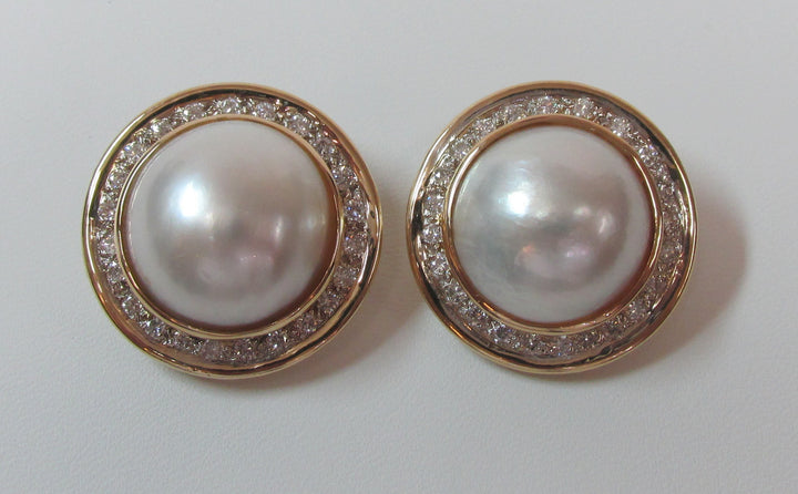 Mabe Pearl Diamond 14K Yellow Gold Earrings