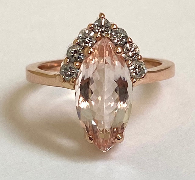 Morganite Diamond 14K Rose Gold Ring