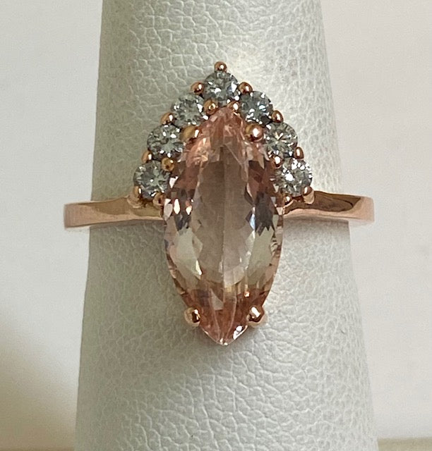 Morganite Diamond 14K Rose Gold Ring