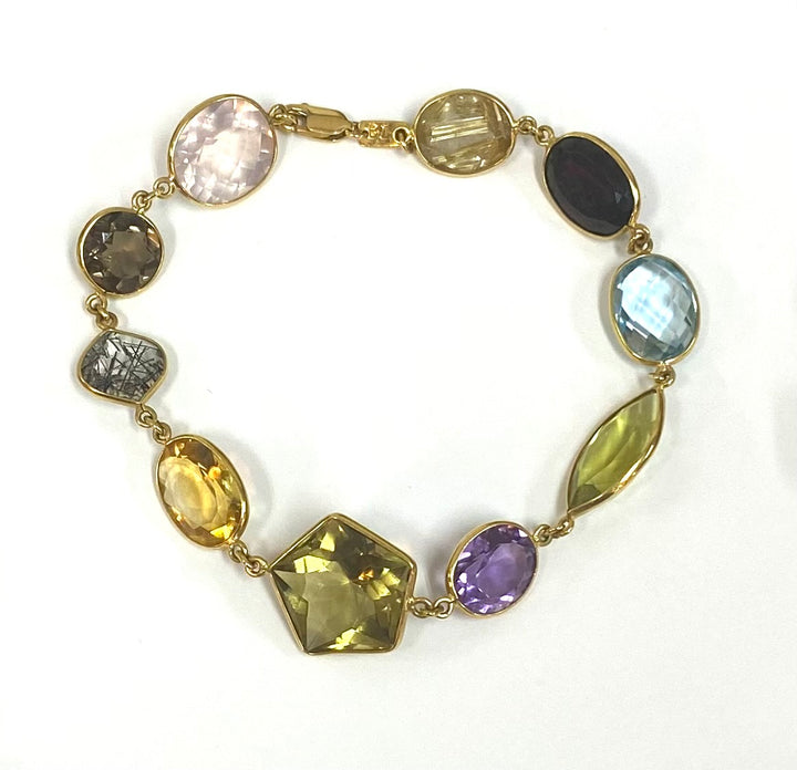 Multi Colored Gemstone 18K Yellow Gold Suite