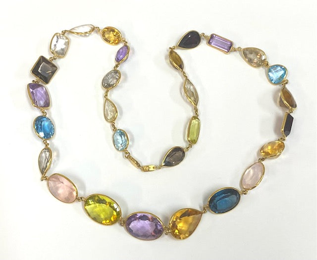 Multi Colored Gemstone 18K Yellow Gold Suite