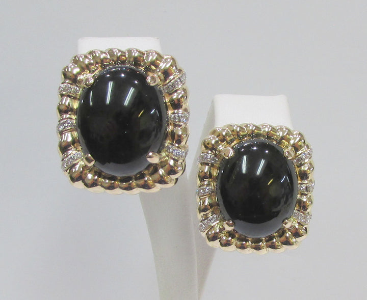 Onyx Diamond 14K Yellow Gold Earrings
