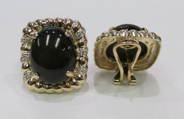 Onyx Diamond 14K Yellow Gold Earrings