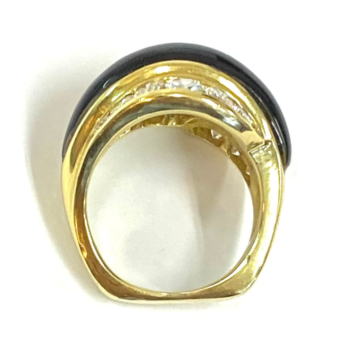 Onyx Diamond 18K Yellow Gold Custom Made Ring