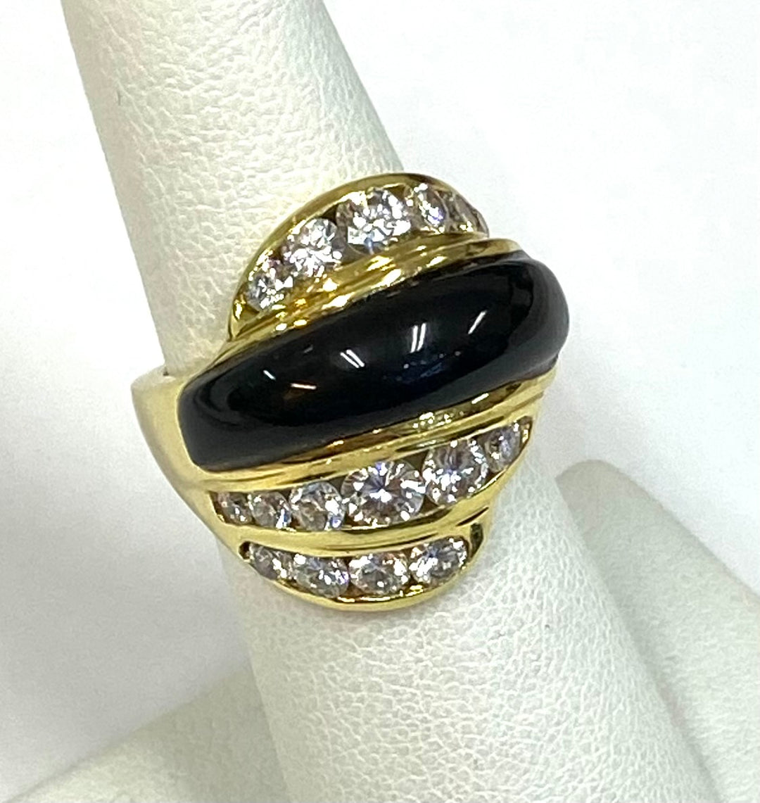Onyx Diamond 18K Yellow Gold Custom Made Ring