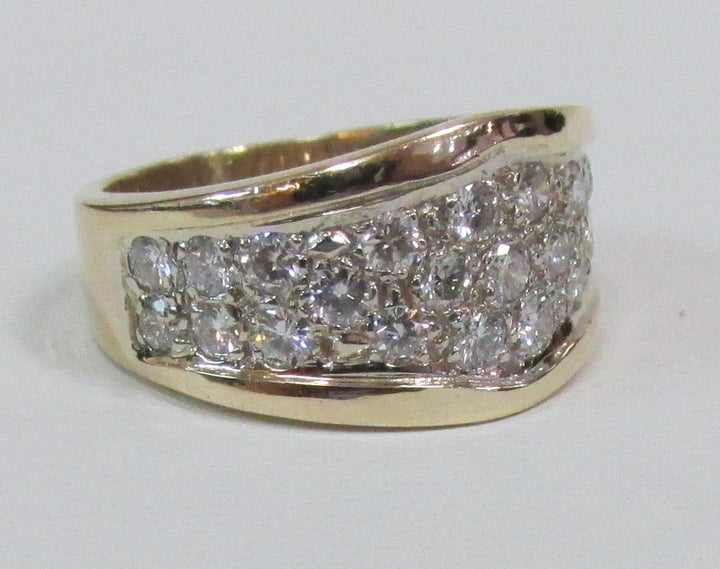 Pave Diamond 14K Yellow Gold Band Ring