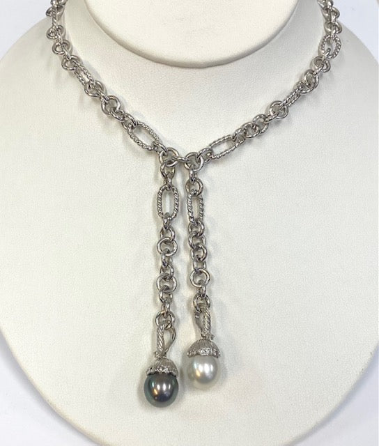 Pearl Diamond 14K White Gold Necklace