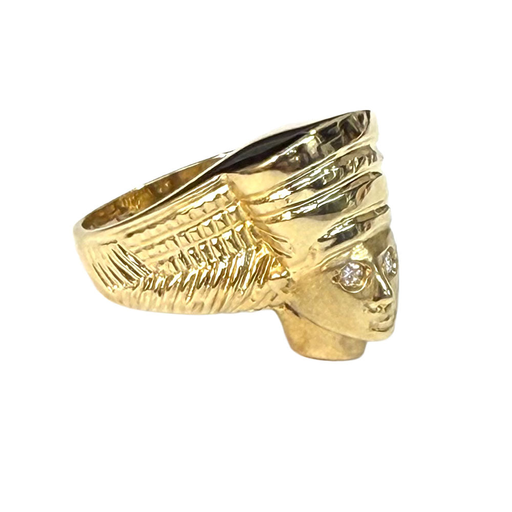 Egyptian Pharaoh Custom Made Diamond 14K YG Ring