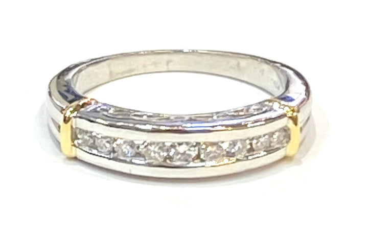 Diamond Platinum 18K Yellow Gold Band Ring