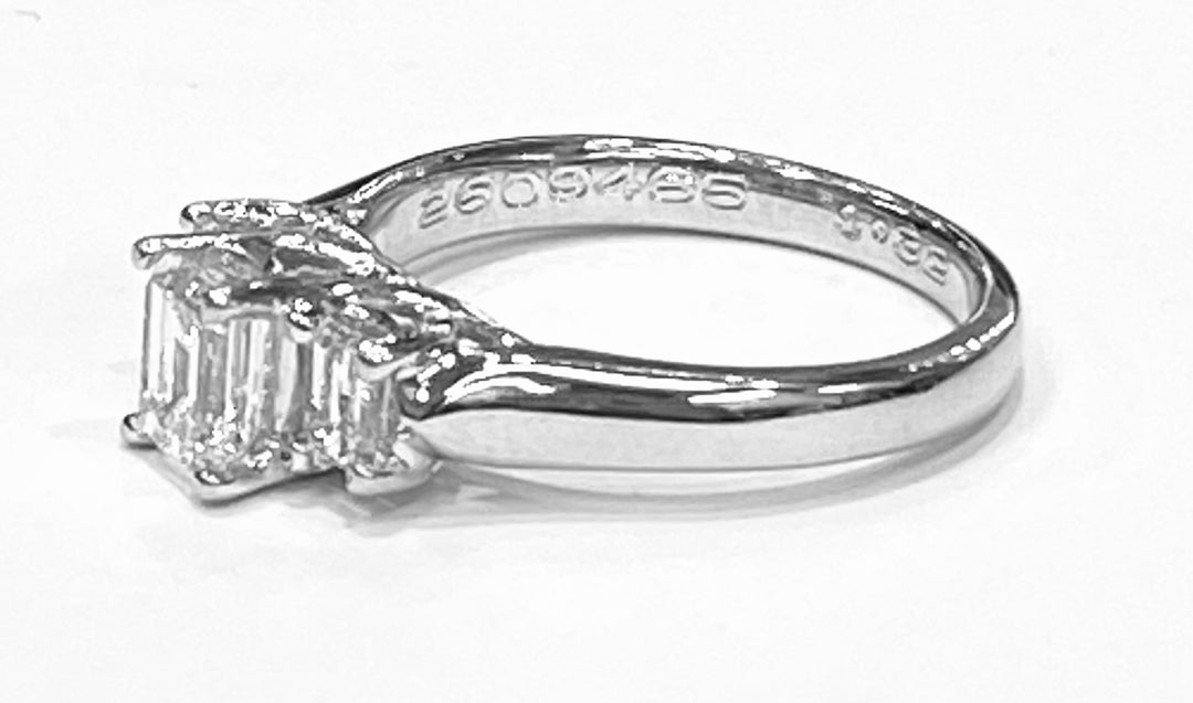 Diamond Platinum Three Stone Engagement-Wedding Ring