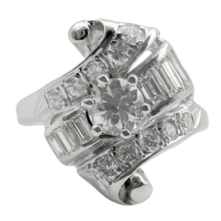 Retro Diamond 14K White Gold Ring