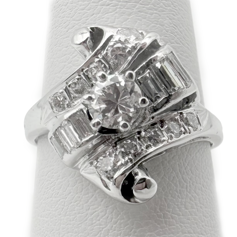 Retro Diamond 14K White Gold Ring