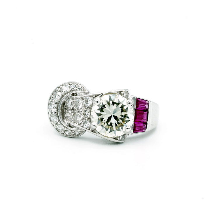 Retro Diamond Platinum Ring