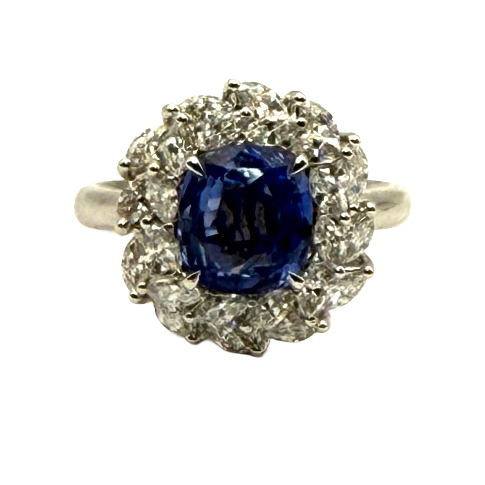 Sapphire Diamond 18K WG Ring