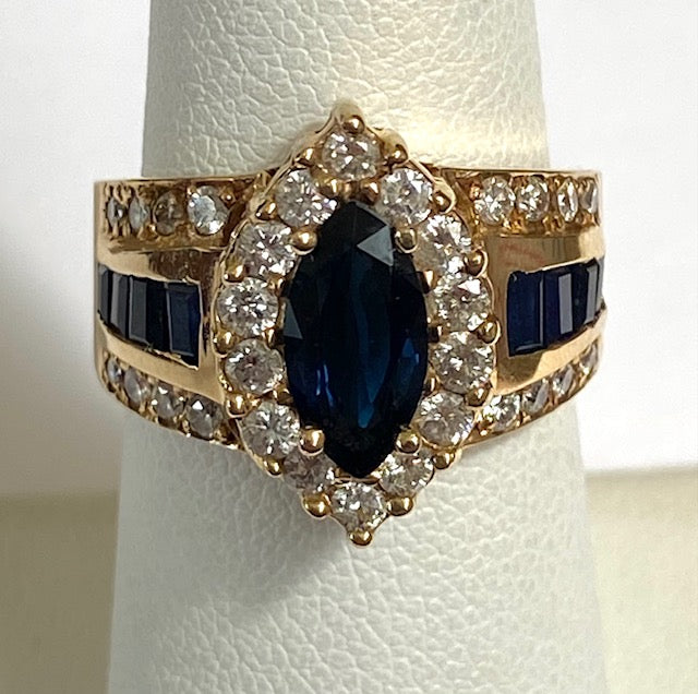 Sapphire Diamond 14K Yellow Gold Ring