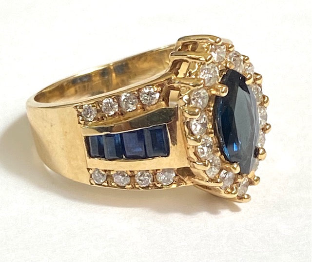 Sapphire Diamond 14K Yellow Gold Ring