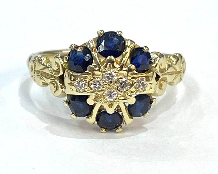 Sapphire Diamond 14K Yellow Gold Ring