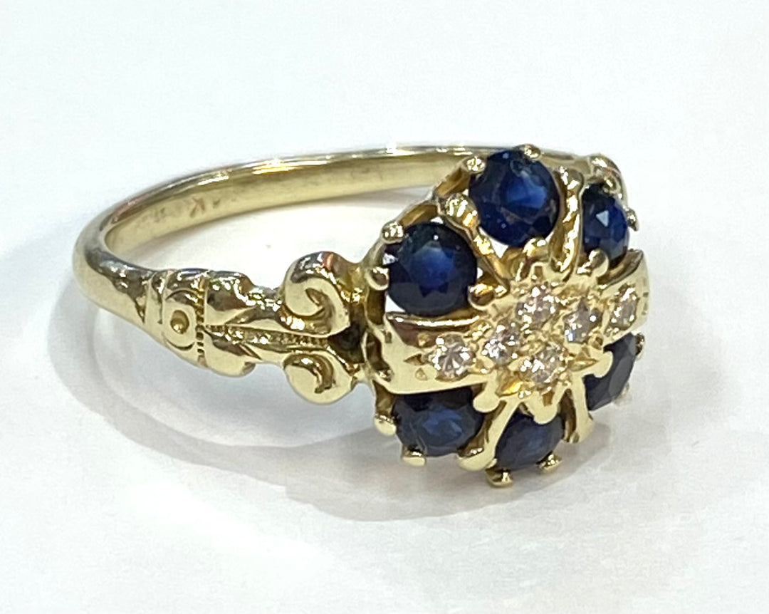 Sapphire Diamond 14K Yellow Gold Ring