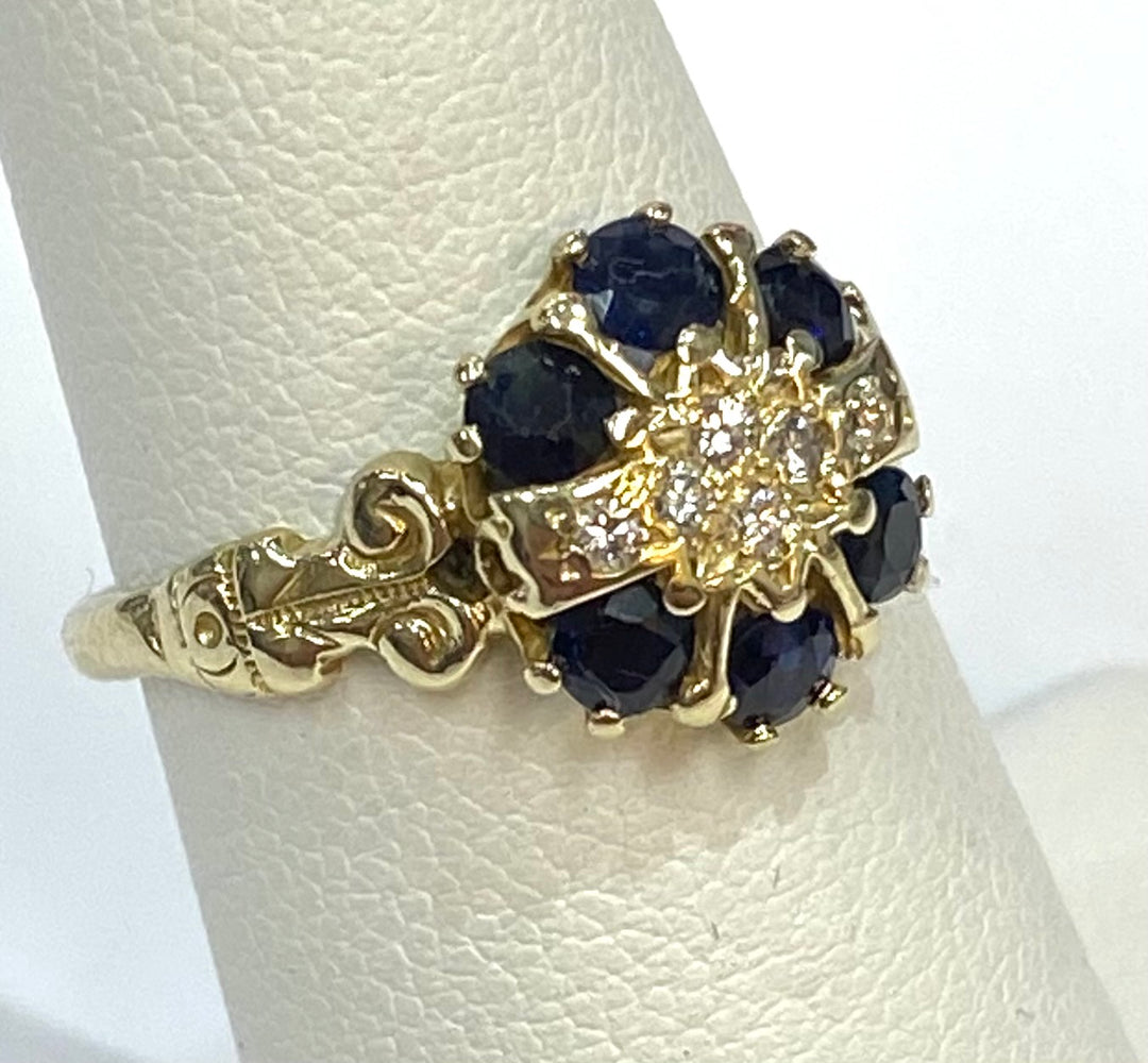 Sapphire Diamond 14K Yellow Gold Ring