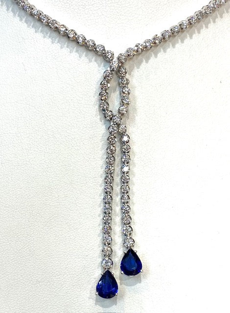 Sapphire Diamond 18K White Gold Necklace