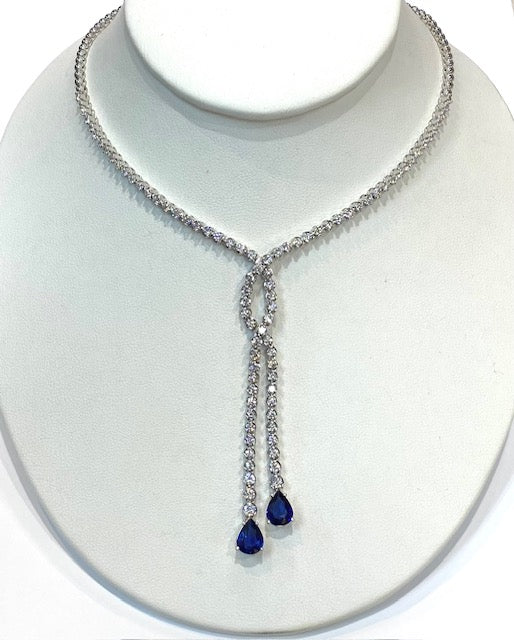 Sapphire Diamond 18K White Gold Necklace