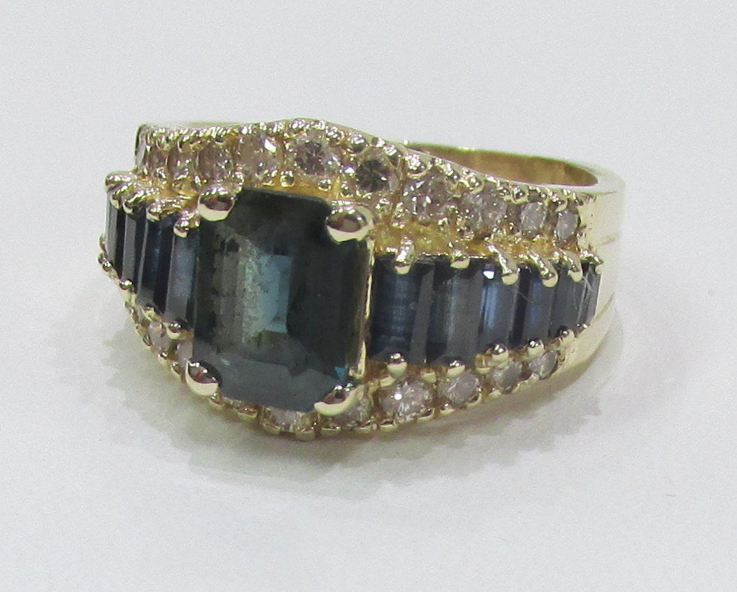 Sapphire Diamond 14K Yellow Gold Ring