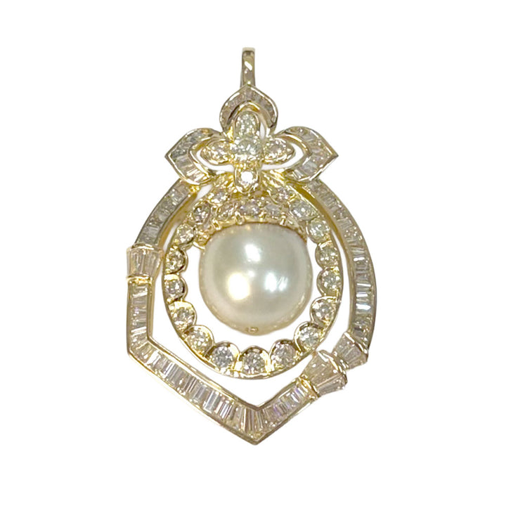 South Sea Pearl Diamond 14KYG Pendant Enhancer Brooch