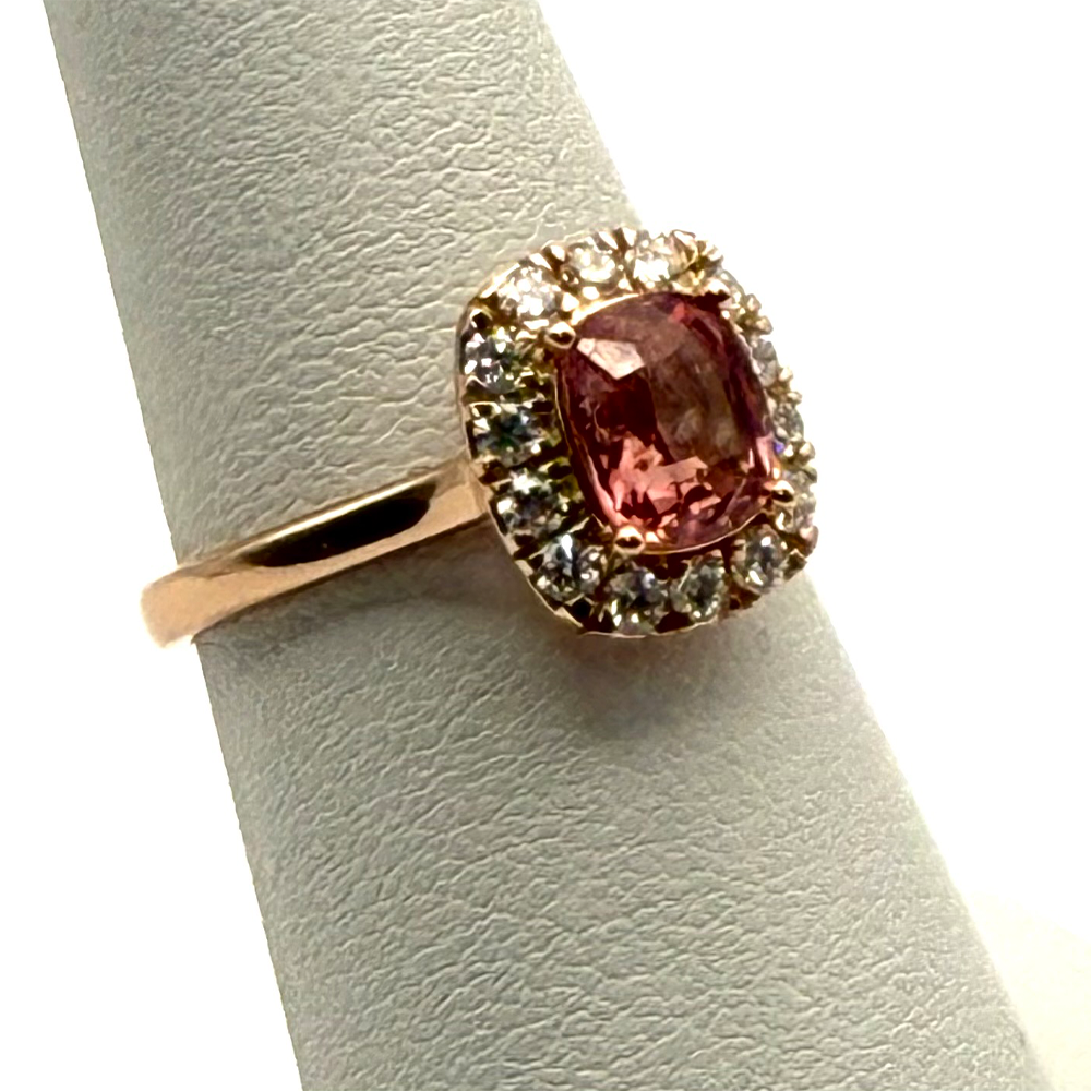 Natural Spinel Diamond 18K Rose Gold Ring