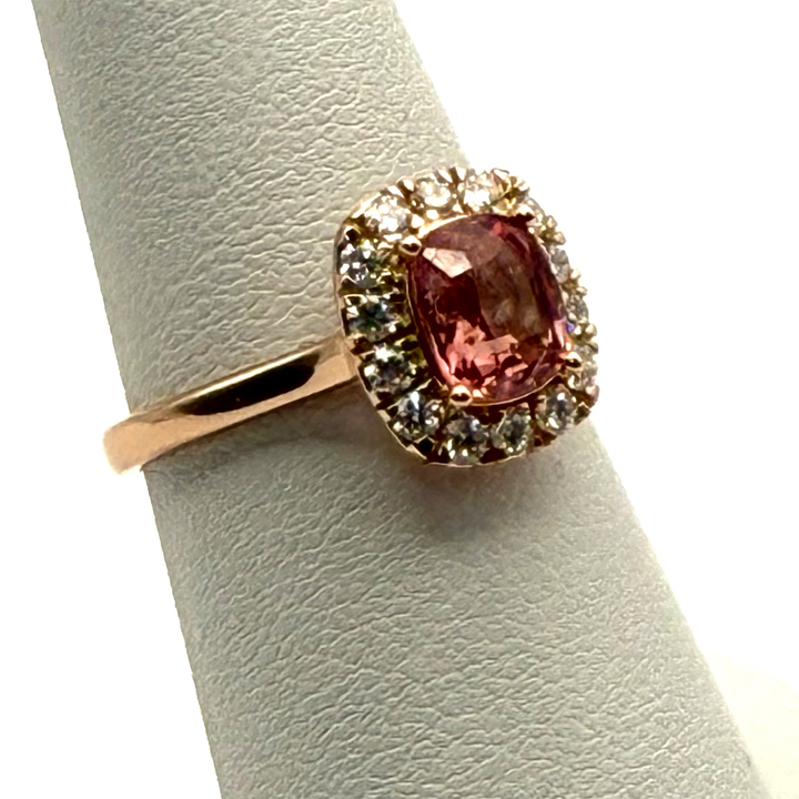 Natural Spinel Diamond 18K Rose Gold Ring