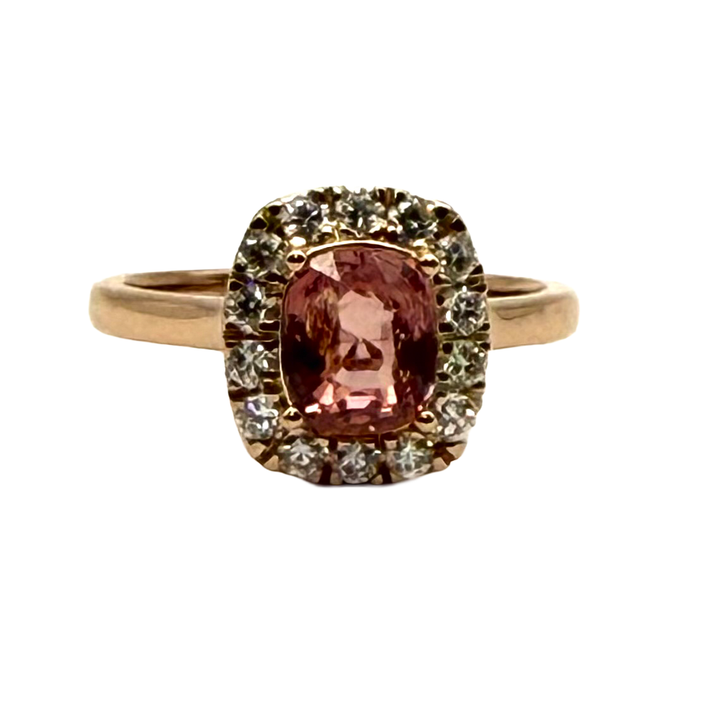 Natural Spinel Diamond 18K Rose Gold Ring