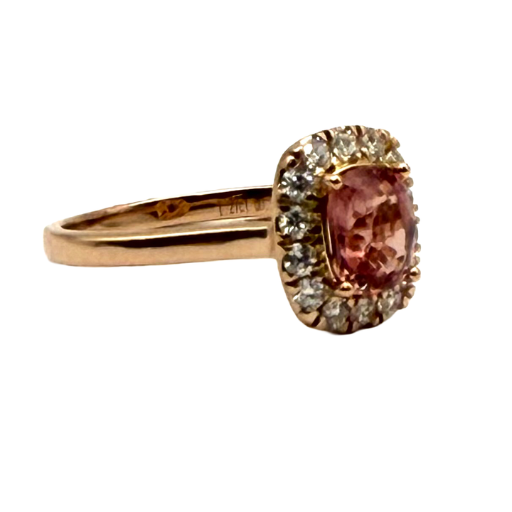 Natural Spinel Diamond 18K Rose Gold Ring