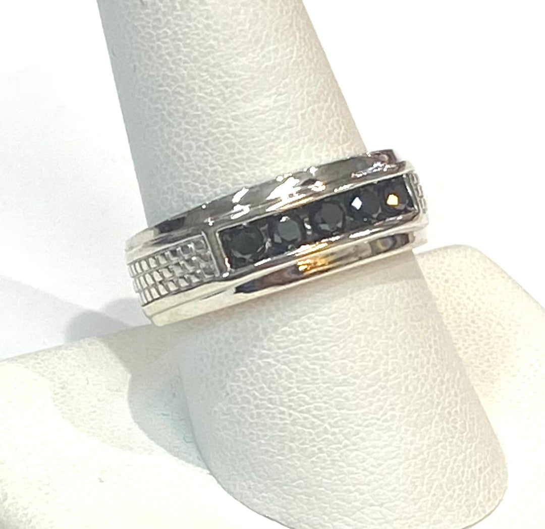 Black Diamond Sterling Silver Men’s Ring