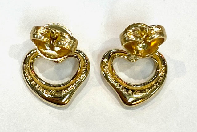 Tiffany & Co. 18K Yellow Gold Open Heart Earrings