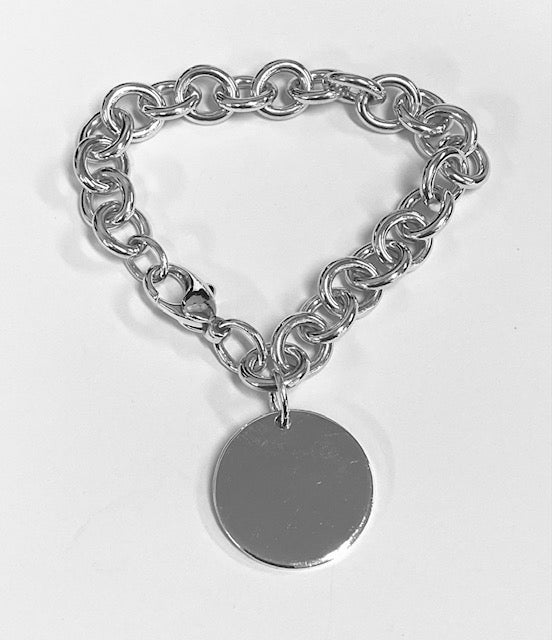 Tiffany & Co. Sterling Silver Round Tag Link Bracelet