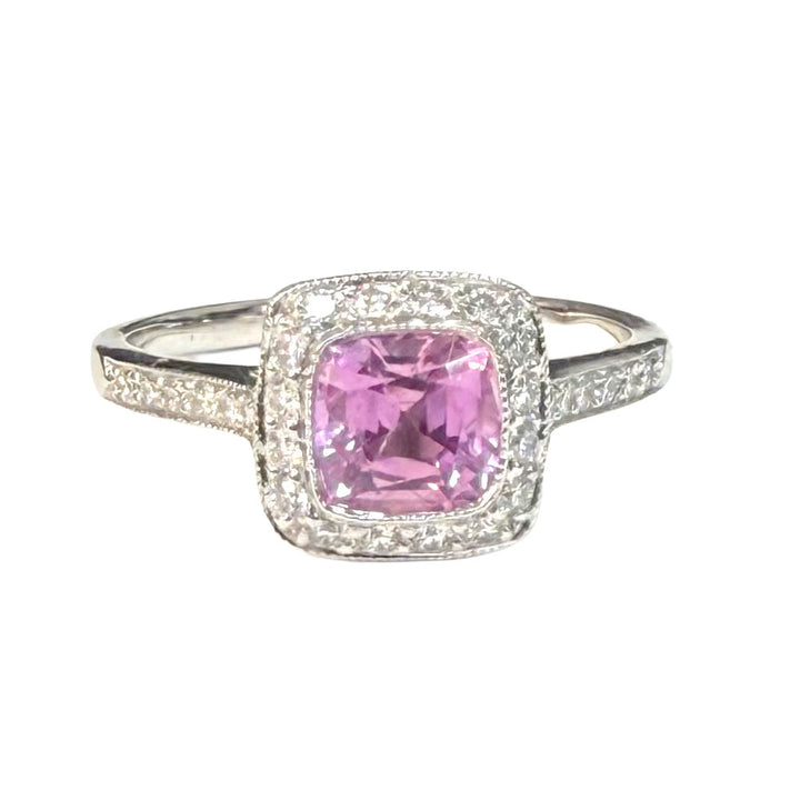 Tiffany & Co. Legacy Pink Sapphire Diamond Platinum Ring
