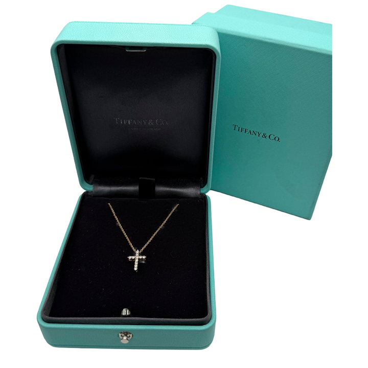 Tiffany & Co. Diamond 18K Rose Gold Cross & Chain