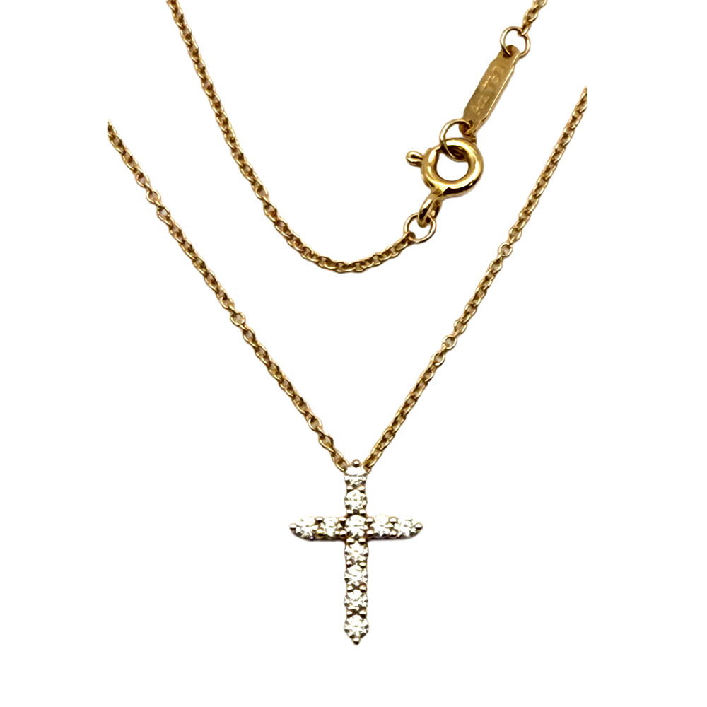 Tiffany & Co. Diamond 18K Rose Gold Cross & Chain