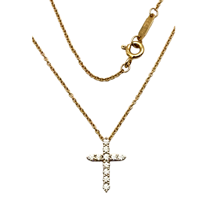 Tiffany & Co. Diamond 18K Rose Gold Cross & Chain