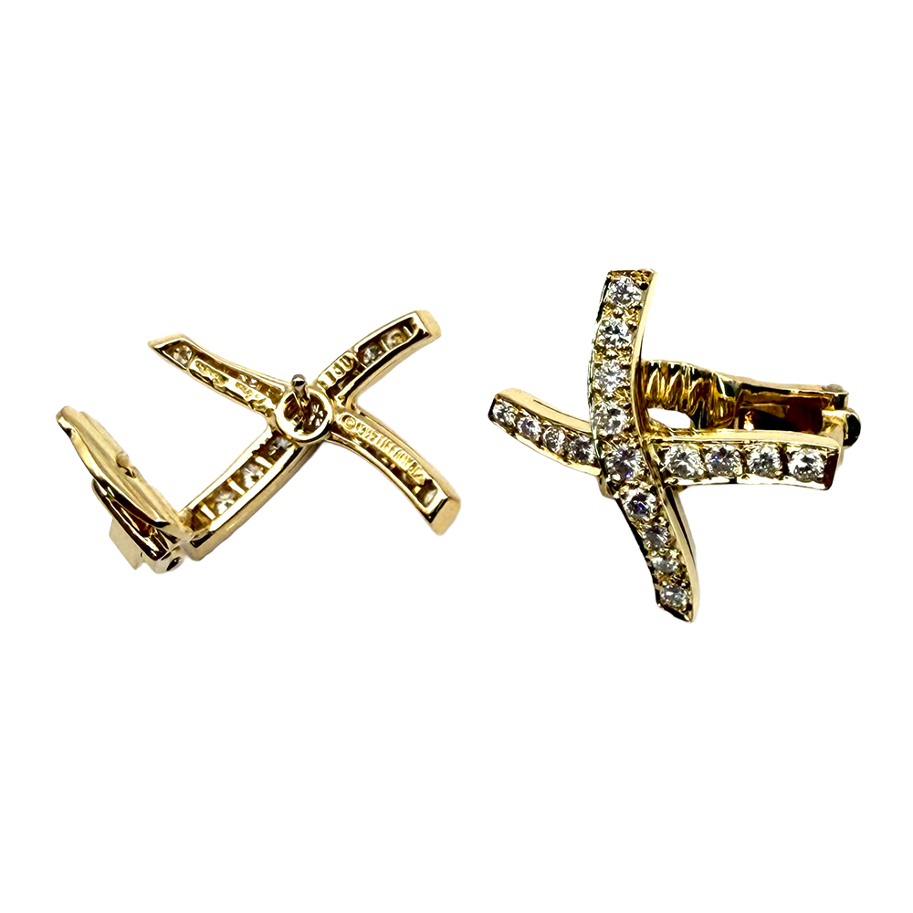 Tiffany & Co. Paloma Picasso X Diamond 18K YG Earrings