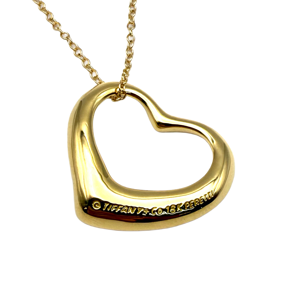 Tiffany & Co. Elsa Peretti Open Heart Diamond 18K YG Necklace