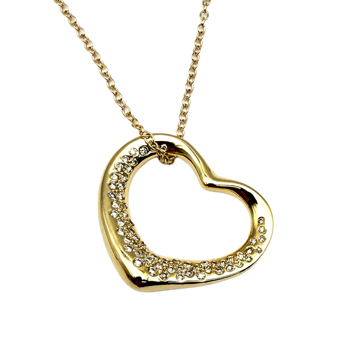 Tiffany & Co. Elsa Peretti Open Heart Diamond 18K YG Necklace