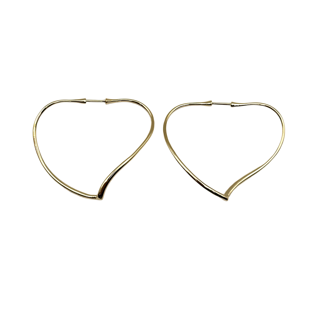 Tiffany & Co. Elsa Peretti Open Heart 18K YG Hoop Earrings